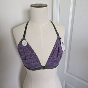 Purple and Green Women's Bra